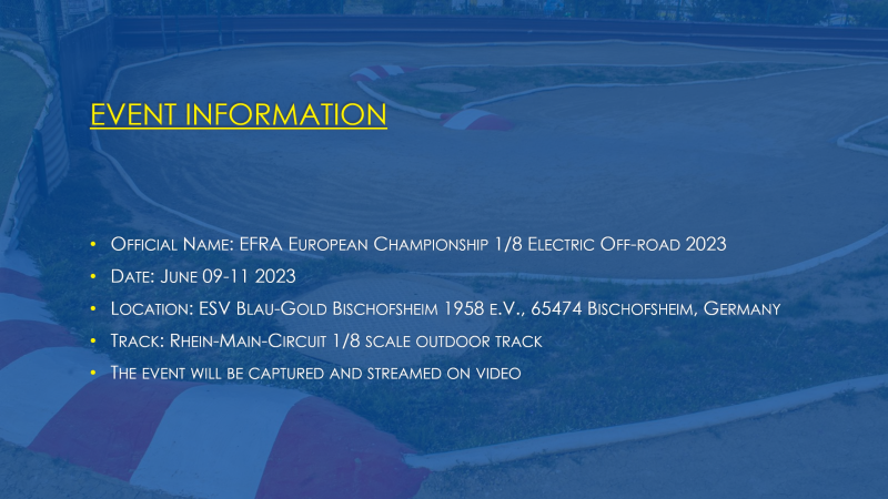 EFRA EC 1/8 ELEC OFF ROAD 2023: Event information